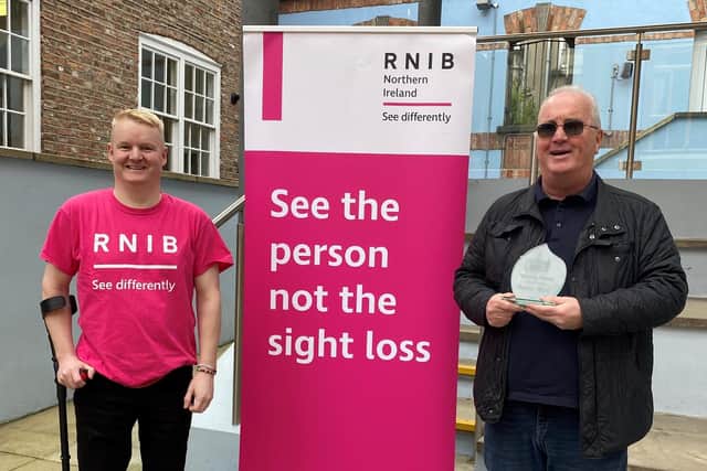 RNIB volunteer Rory McCartney and RNIB Ambassador Richard Moore.