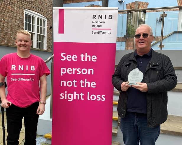 RNIB volunteer Rory McCartney and RNIB Ambassador Richard Moore.