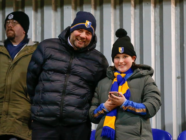 Stags fans at the One Call Stadium for the match against Colchester Utd.