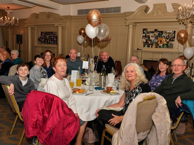 Relatives and friends of Margaret Jackson celebrate her 65th birthday in Bishop’s Gate Hotel. Photo: George Sweeney