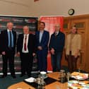 Pictured at the launch of the Derry Journal People of the Year Awards 2025 in the Guildhall are sponsors Professor Malachy O’Neill, Ulster University, Karina McKinney, Calor Gas, Paul McLean, BetMclean, principal sponsor, Deputy Mayor Alderman Darren Guy, Steve Frazer, City of Derry Airport, Brendan McDaid, editor of the Derry Journal and Erin McFeely, Alchemy.