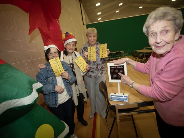 BINGO!. . . .Group pictured at the OLT Christmas Bingo on Wednesday night at the Bishop's Field Centre. From left, Anne Curran, Maureen McGuigan, Margo Gormley and Fidelis Kerr. : .