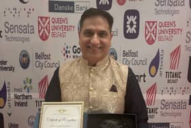 Dr. Mukesh Chugh, a consultant anaesthetist at Altnagelvin Hospital in Derry, has been honoured with a prestigious Minorities Recognition Awards NI (MRANI) for his exceptional service to the community.
