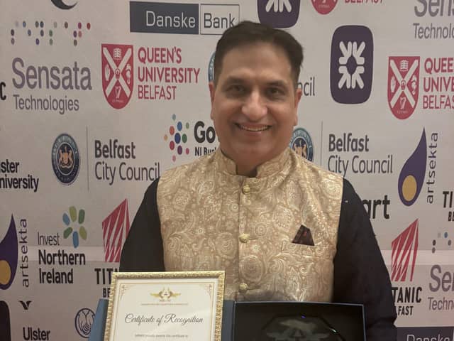 Dr. Mukesh Chugh, a consultant anaesthetist at Altnagelvin Hospital in Derry, has been honoured with a prestigious Minorities Recognition Awards NI (MRANI) for his exceptional service to the community.