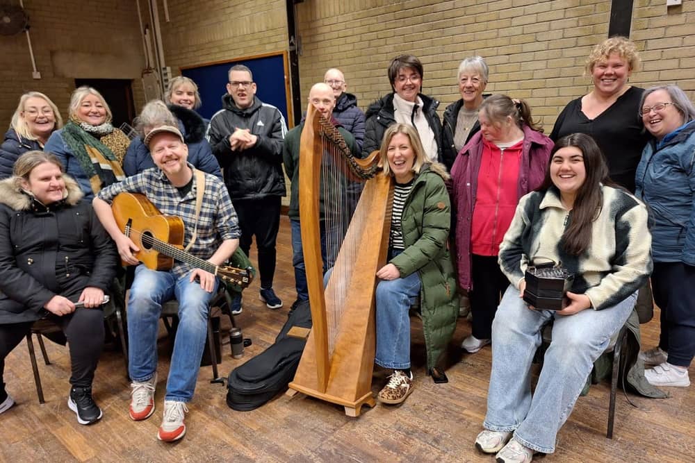 Rossville Group members participating in a traditional music workshop as part of Imbolc.