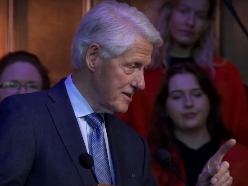 Bill Clinton delivering his keynote address in the Guildhall