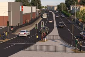 An earlier artist's impression of how a dualled Buncrana Road at the Pennyburn Roundabout junction could look.