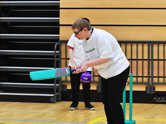 Action from the Cricket Blitz, organised by the North West Cricket Union, held in the Foyle arena on Monday afternoon. Photograph: George Sweeney