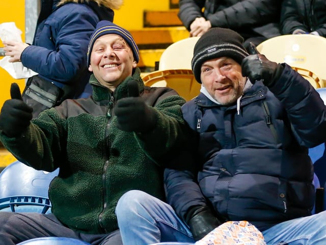 Stags fans at the One Call Stadium for the match against Colchester Utd.