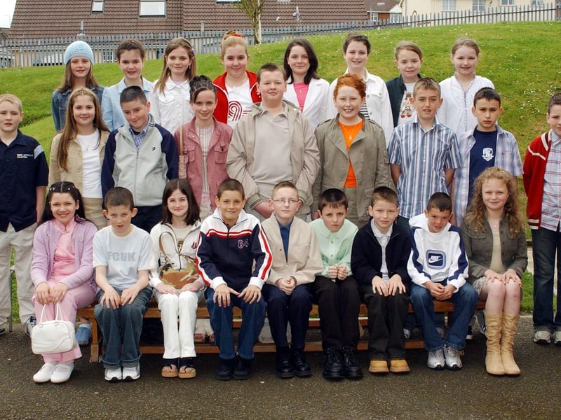 Pupils from Holy Family Primary School who were confirmed by Most Rev. Dr Francis Lagan, Auxiliary Bishop of Derry in Holy Family Church, Ballymagroarty.