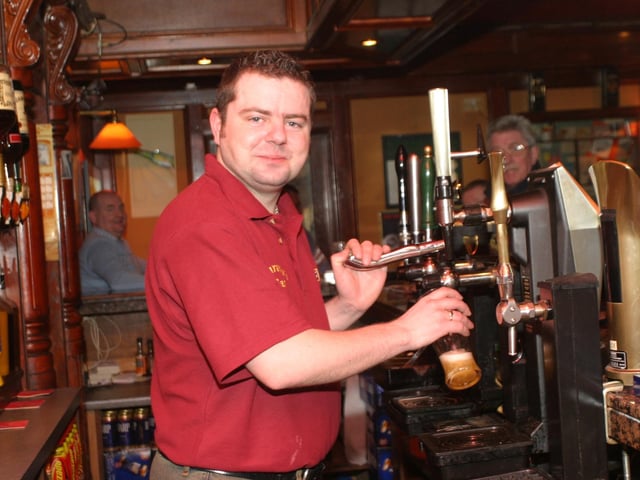 Serving pints at The Loft in 2004.