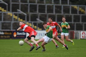 Foreglen's  Tiernan O'Connor scores a first half goal against Drumsurn. Photo: George Sweeney