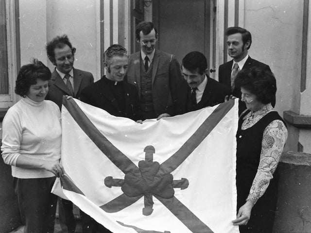 The presentation of a flag for a new Catholic Boy Scouts of Ireland (CBSI) unit in the Waterside.