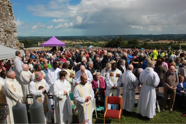 Thousands of pilgrims attended the open air Mass at Slane.
