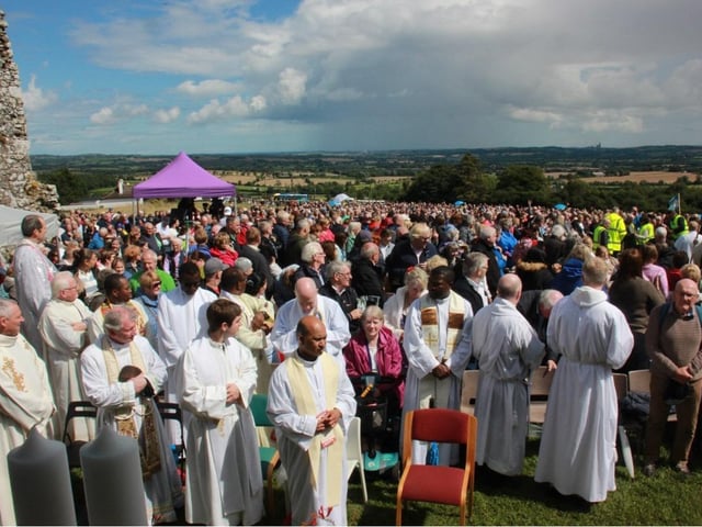 Thousands of pilgrims attended the open air Mass at Slane.