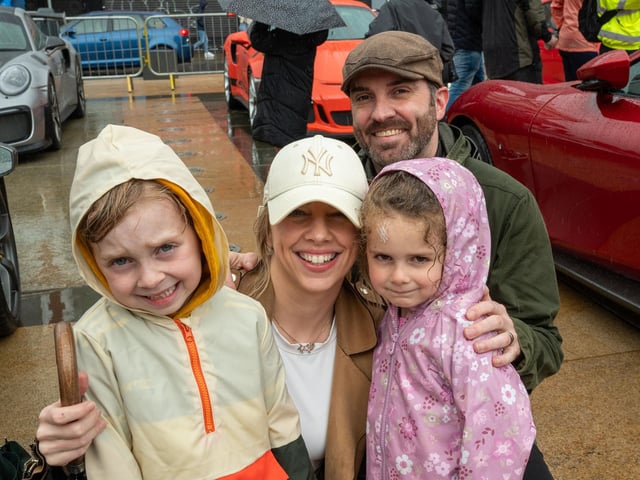 Anna and Phil Curran with Leo and Roma. Derry City and Strabane District Council Mayor, Councillor Lilian Seenoi-Barr has hosted Supercar Saturday in Guildhall Square to raise money for the Mayoral Charity Bud Club. The event attracted car enthusiasts and owners from across the region to support aid the local charity. Picture Martin McKeown. 24.05.25