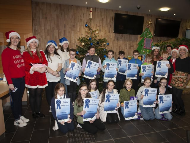 Principal’s Awrd winners at the St. Mary’s College Annual Craft Fair on Saturday last. Included are staff and students from the college along with the primary school winners.