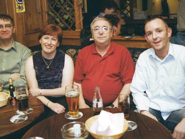 At the 60th birthday party in the Argyle Arms were L/R:- Philip McShane, Maura McShane, Jim Breslin and Stephen Harkin.