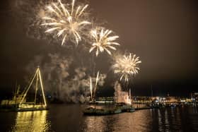 Fireworks light up the Halloween sky over Derry as tens of thousands of people lined the banks of the River Foyle as the City of Bones once again entertained and thrilled people in the North West. Picture Martin McKeown. 31.10.24