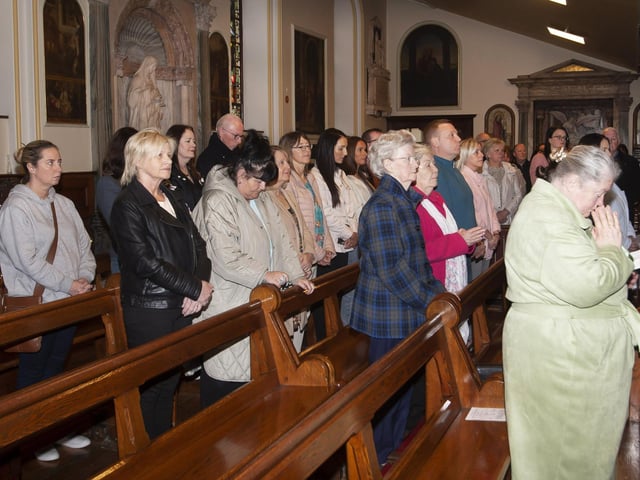 A section of the attendance at Sunday’s Mass in the Long Tower Church.