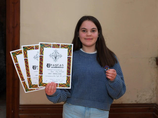 Roma May McDaid achieved 2rd place in Sight test aged 8-19 along with three commendations at the Feis Dhoire Cholmcille on Friday at St Columb’s Hall. Photo: George Sweeney.