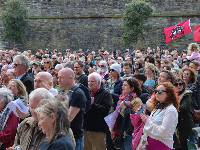 A packed Guildhall Square at the Unite Against Hate rally - Guildhall Square on Saturday. (Photo - Deirdre Heaney, nwpresspics)
