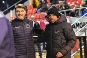 Institute manager Kevin Deery  greets Tiernan Lynch at the Brandywell recently. Photograph: George Sweeney