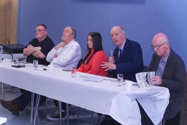 Garbhán Downey hosting the launch of Tony's 'From Old Streets to New Homes'.