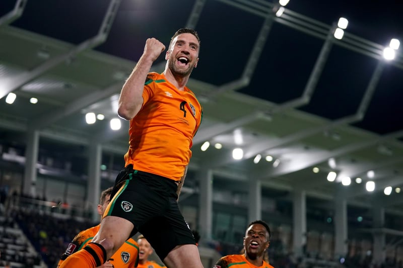Republic of Ireland’s Shane Duffy, celebrates scoring against Luxembourg.