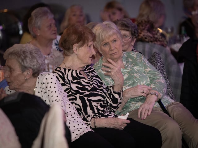 Catching up in gossip at Tuesday's dinner and dance at the Maldron Hotel, Derry.