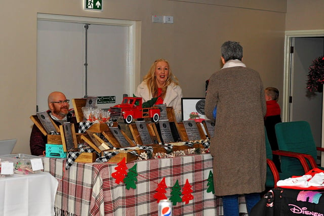 Stall holders at the Galliagh Community Response Christmas Craft Fair held in Pio House Parish Centre on Saturday, in aid of Foyle Down Syndrome Trust.  Photo: George Sweeney. DER2250GS – 86
