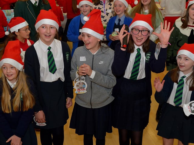 Pupils from St Patrick’s Primary School enjoy the fun at the St Cecilia’s College Christmas Workshop on Friday morning. Photo: George Sweeney. DER2248GS – 94