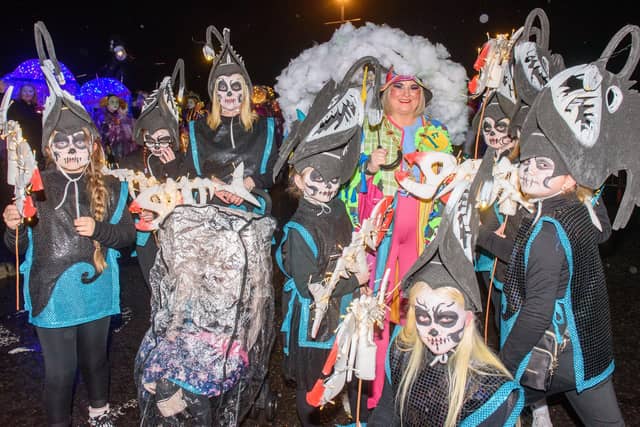 On the Ninth Wave, the parade in Derry which brought the annual Derry City and Strabane District Council Halloween Awakening of the Walled City to a dramatic conclusion followed by a fireworks display over the River Foyle. Picture Martin McKeown. 31.10.22