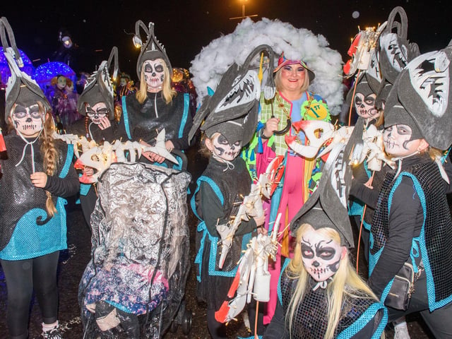 On the Ninth Wave, the parade in Derry which brought the annual Derry City and Strabane District Council Halloween Awakening of the Walled City to a dramatic conclusion followed by a fireworks display over the River Foyle. Picture Martin McKeown. 31.10.22