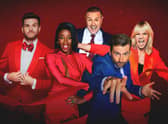 Joel Dommett, AJ Odudu, Paddy McGuinness, David Tennant and Zoë Ball