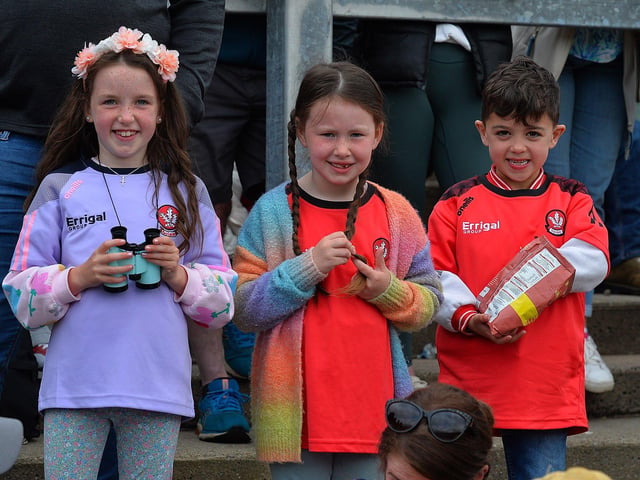 Young fans at Derry’s game against Armagh on Sunday. Photo: George Sweeney