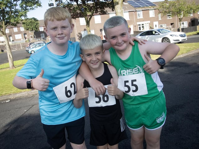 Taking part in the Galliagh Feile 5k on Friday evening were Antony Kelly (11), Leon Fisher (8) and his brother Logan (10).