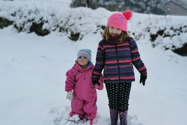 Olivia and Evie in chilly Inishowen.