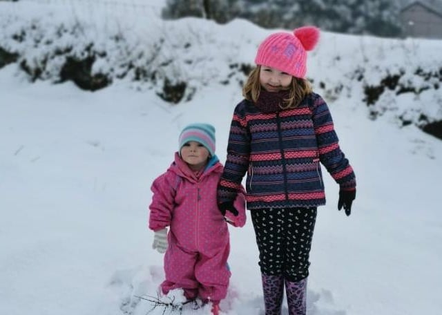 Olivia and Evie in chilly Inishowen.