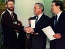 John Hume with Gerry Adams and Albert Reynolds