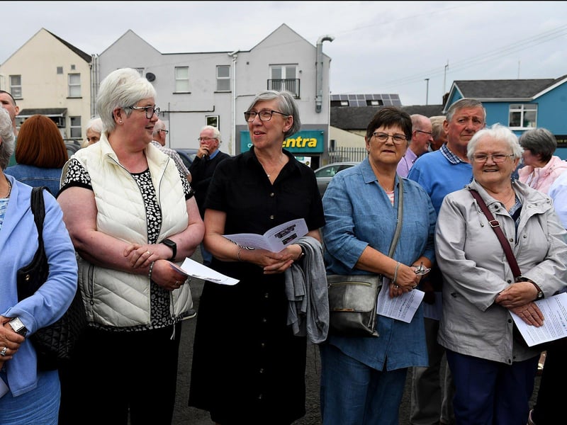 People gather for a service in Claudy marking the 52nd anniversary of the car bombings that killed nine people and injured 30 others. Photo: George Sweeney