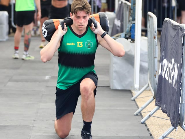 Caoimhin McFeely taking part in the Ebrington Hyrox held in Ebrington Square on Saturday. (Photo - Tom Heaney, nwpresspics)