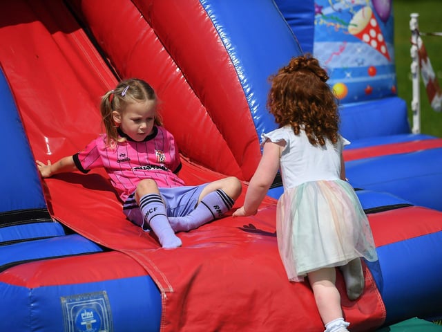 Children enjoy the activities at the North West Migrant Forum’s Fun Day held in Brooke Park on Sunday. Photo: George Sweeney