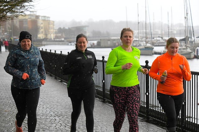 Runners brave the elements to take part in the weekly Derry City Parkrun on Saturday morning last. Photo: George Sweeney