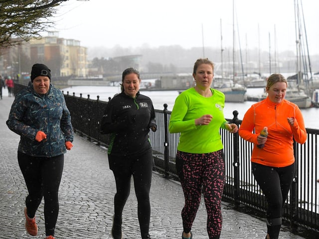 Runners brave the elements to take part in the weekly Derry City Parkrun on Saturday morning last. Photo: George Sweeney