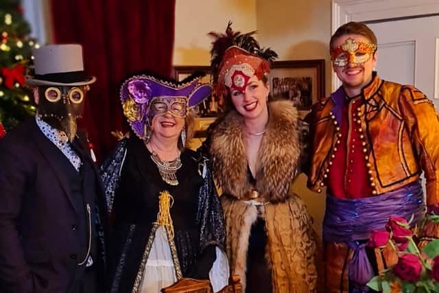The Faller family ready at the Mintiagh lodge for the Masquerade Ball in 2022