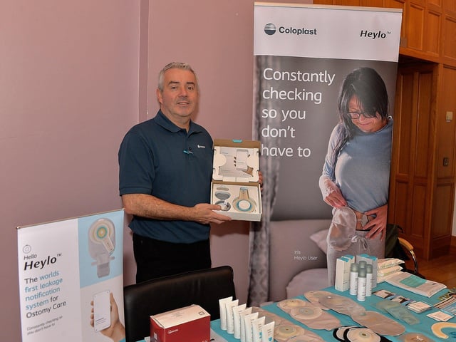 Coloplast representative Kevin McColgan pictured at the Stoma Information Day, hosted by the lleostomy and Internal Pouch Association (IA), held in the Magee Campus of Ulster University on Saturday last. Photo: George Sweeney