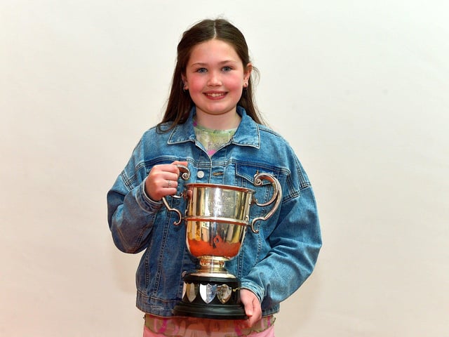 Sophie McIntyre was awarded First Place Tin whistle age 9-12 at the Feis Dhoire Cholmcille on Tuesday at the Millennium Forum. Photo: George Sweeney. DER2315GS – 154