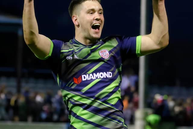 Brian Maher celebrates victory after a stunning display against Drogheda.