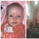 On left: Christie pictured as a baby, where the 'white glow' can be seen in her eye and on right, Annemarie McColgan.